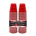 Party Essentials Party Cup Shot Glasses, 40-count pack of 2 oz red mini plastic cups styled like classic party cups.