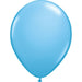 Inflated light blue latex balloon with a smooth, glossy surface and a tied end, centered against a white background.