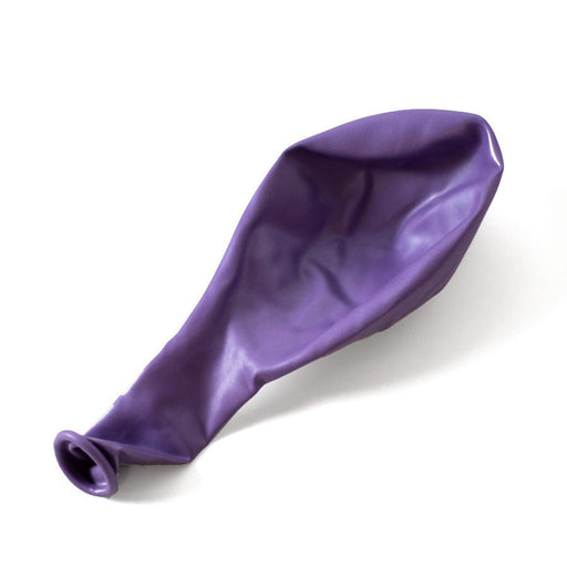 Single uninflated pearl lilac balloon lying flat on a white background.