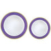 New Purple W/Gold Border Premium Plastic Plates 7.5" & 10.25" | 20 pcs - Zurchers