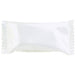 Individually wrapped buttermint cream candy in smooth white plastic wrapper with crimped edges.