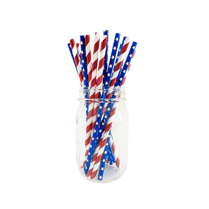 Patriotic Red White & Blue Straws 12pk | 1ct - Zurchers