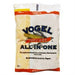 Vogel Popcorn All-In-One bag with oil, featuring bold blue and red branding on a white and yellow background, labeled for use in 6 oz. poppers.