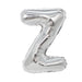 Silver foil balloon shaped like the letter Z.