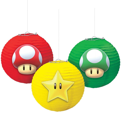 Super Mario Bros Birthday Paper Lanterns | 3 ct - Zurchers