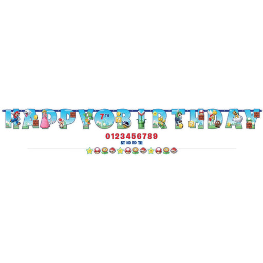 Super Mario Bros Happy Birthday Jumbo Customizable Letter Paper Banner | 1 ct - Zurchers