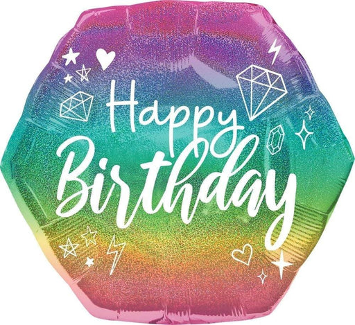 Happy Birthday Holographic Sparkle Supershape Mylar Balloon 23" | 1ct - Zurchers