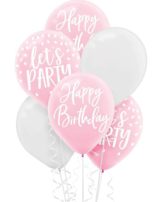 Blush Flat Birthday Balloons 12in | 15ct - Zurchers