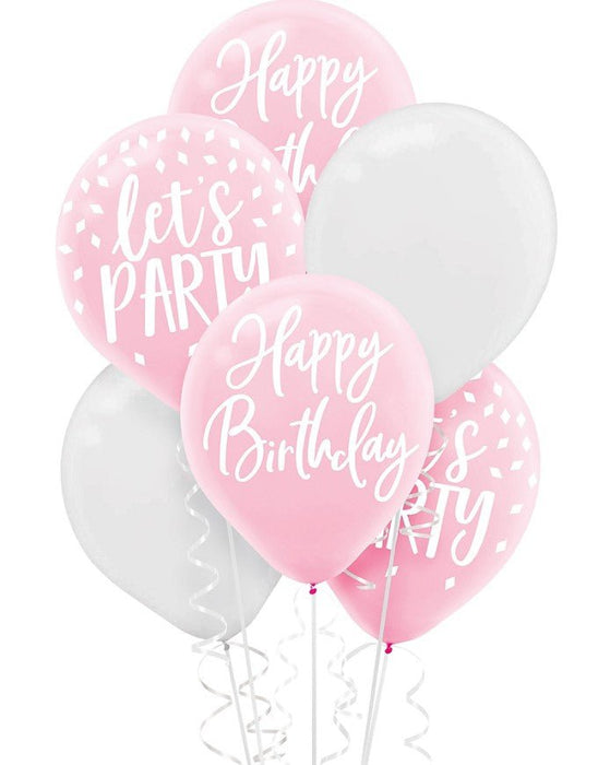 Blush Flat Birthday Balloons 12in | 15ct - Zurchers