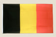 Rectangular flag with three vertical stripes: black on the left, yellow in the center, and red on the right. Two metal grommets are visible on the white hoist edge.