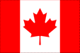 Rectangular flag with two vertical red stripes on the left and right sides and a white square in the center. A red, stylized 11-pointed leaf is centered in the white area.