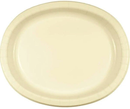 Vanilla Creme Oval Dinner Paper Plates | 8ct - Zurchers