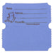 Blue raffle ticket with blank lines labeled 'Name,' 'Address,' and 'Phone No.,' featuring a cartoon ticket character and the text 'PRINTED IN U.S.A.,' with perforated edges and a detachable stub.