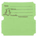 Green raffle ticket with blank lines labeled 'Name,' 'Address,' and 'Phone No.,' featuring a cartoon ticket character and the text 'PRINTED IN U.S.A.,' with perforated edges and a detachable stub.