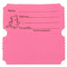 Pink raffle ticket with blank lines labeled for Name, Address, and Phone Number, and a small cartoon ticket illustration on the left; 'PRINTED IN U.S.A.' text at the bottom right.