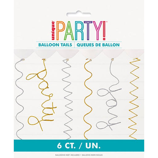 Silver & Gold Pipe Cleaner Balloon Tails 6pk | 1ct - Zurchers