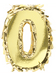 Gold number one piñata covered with metallic fringe, shaped like the numeral 0.