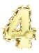Gold number one piñata covered with metallic fringe, shaped like the numeral 4.