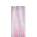 Hanging foil fringe curtain in dark purple with blue highlights, creating a shimmering effect.