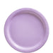 A single lavender-colored round paper plate with a simple design and slightly raised rim, shown against a white background.