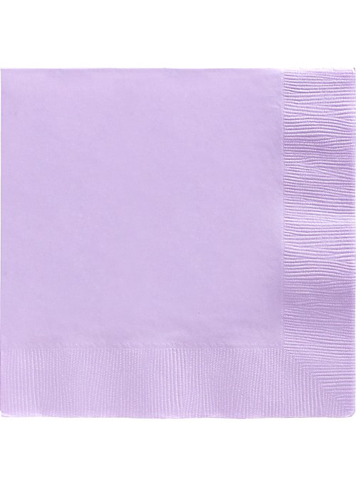 Zurcher Light purple paper napkin with a textured border on one side, square-shaped and neatly folded.