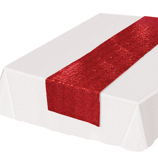 Patriotic Red Sequined Table Runner 6ft | 1 ct - Zurchers