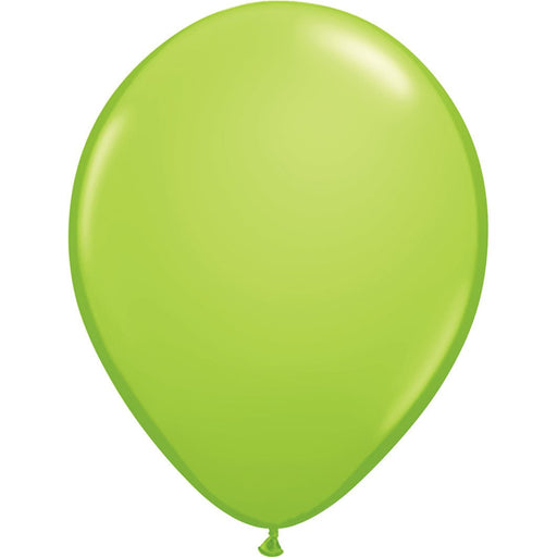 Single inflated lime green balloon on a white background.