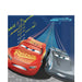 Disney Pixar Cars themed napkin featuring Lightning McQueen and Jackson Storm racing, with speedometer graphics and bold blue background design.