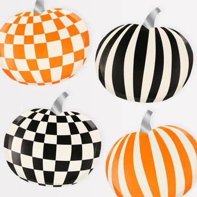 Meri Meri Hallowee Mod Pattern Pumpkin Plates 9" | 8 ct - Zurchers