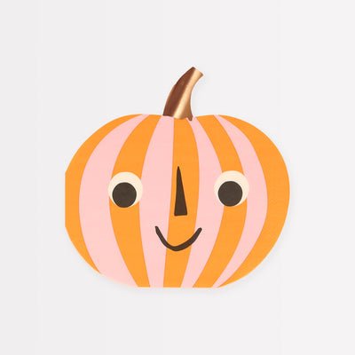 Meri Meri Halloween Pink & Orange Stripy Pumpkin Napkins | 16 ct - Zurchers