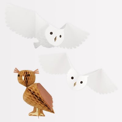 Meri Meri Halloween Honeycomb Owls 10.5" | 3 ct - Zurchers