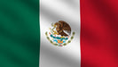 The Mexican flag featuring three vertical stripes in green, white, and red. Centered on the white stripe is the national coat of arms, which depicts an eagle perched on a cactus with a snake in its beak and talon. 