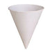 Plain white paper cone cup typically used for serving snow cones or shaved ice.