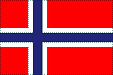 A red flag with a blue Nordic cross outlined in white, extending to the edges of the flag.
