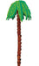 A tall paper palm tree with a textured brown trunk and layered green leaves at the top, set against a white background.