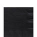 Black paper napkin folded neatly into a square with a ribbed embossed border on two sides, displayed on a white background.