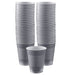 Stack of 51 gray plastic party cups arranged in three tall columns with one cup displayed in front.