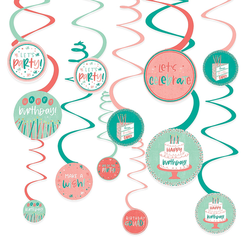 Happy Cake Day Swirl Decorations | 12pcs - Zurchers