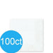 Stack of plain white paper napkins with a smooth surface and subtle embossed edge, shown with a blue circle label in the corner indicating quantity – simple and versatile disposable napkins ideal for parties, catering, and everyday use.