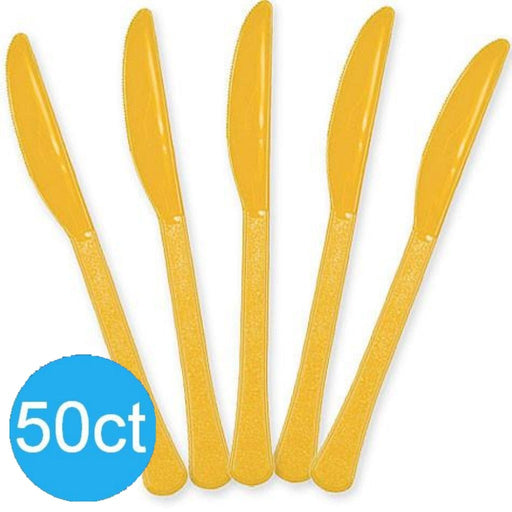 Yellow Sunshine Heavy Duty Plastic Knives | 50ct - Zurchers