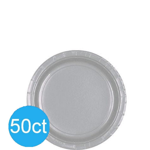 Silver Dessert Paper Plates 6.75" | 50ct - Zurchers