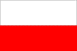 A flag with two equal horizontal bands: white on the top and red on the bottom.