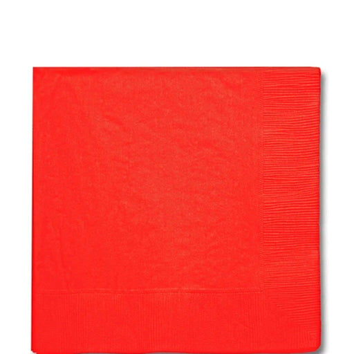 Square apple red paper napkin with a smooth center and textured embossed border – bold, vibrant color ideal for parties, holiday gatherings, and everyday entertaining.