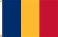 A flag with three vertical stripes of blue, yellow, and red from left to right.