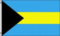 Rectangular flag with three horizontal stripes: light blue on the top and bottom, and yellow in the center. A black triangle extends from the hoist side, pointing toward the center. Two metal grommets are visible along the white hoist edge.