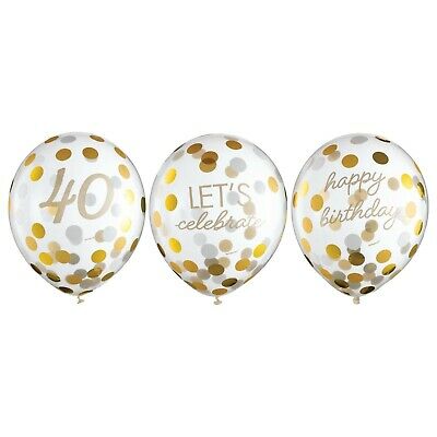 Golden Age 40th Latex Confetti Balloon Pack | 6 ct - Zurchers