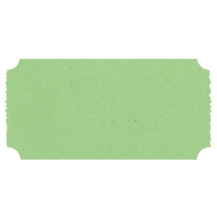Single blank light green raffle ticket with a textured surface, perforated edges, and rounded corners, displayed on a white background.