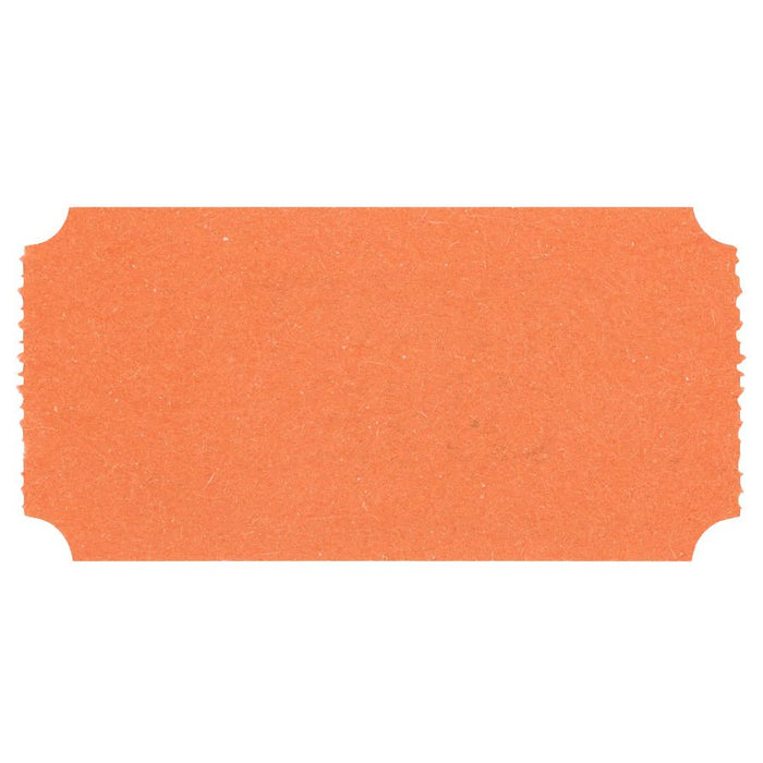 Single blank orange raffle ticket with a textured surface, perforated edges, and rounded corners, displayed on a white background.