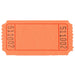 Single orange raffle ticket with a rectangular border and black serial number '511002' printed on both sides, featuring perforated edges and rounded corners on a white background.
