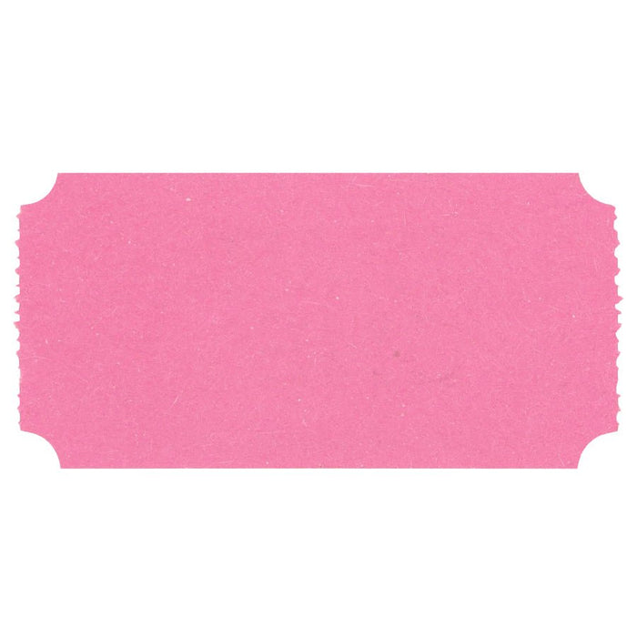 Blank pink ticket with rounded corners and perforated edges on a white background.